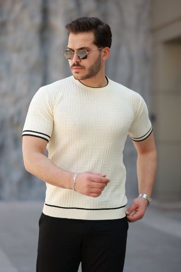 Erkek Jakarlı Ribanalı Kısa Kollu T-shirt resmi